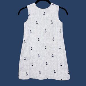 CPC Designs Girls Seersucker Embroidered Anchor Shift Dress 8 Blue White Preppy
